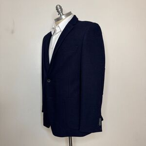Joseph Abboud JOE Blazer Sport Coat 46L Mens Solid‎ Blue Wool Stretch